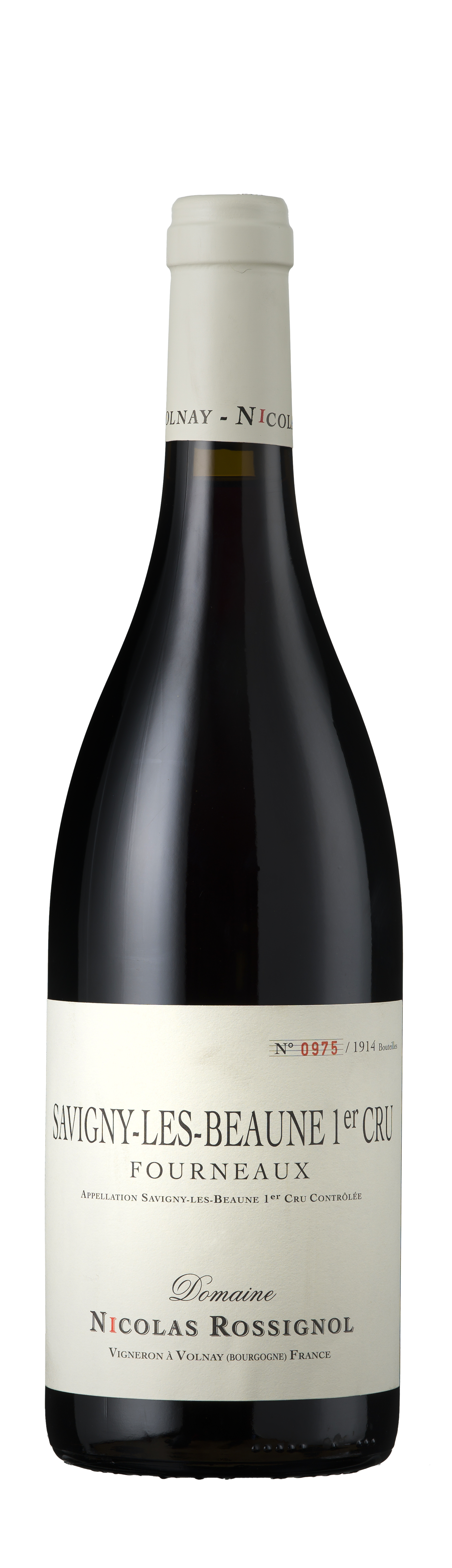 Bottle shot - Domaine Nicolas Rossignol, Savigny 1er cru, Les Fourneaux, Burgundy, France