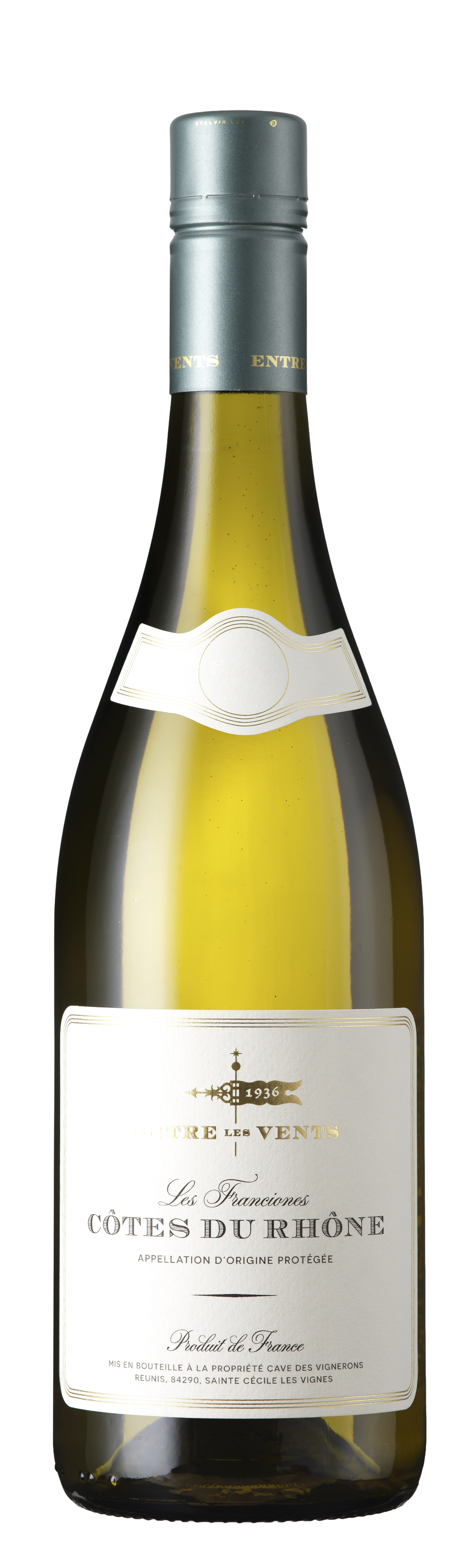 Bottle shot - Entre Les Vents, Côtes du Rhône Blanc, Les Franciones, Southern Rhône, France