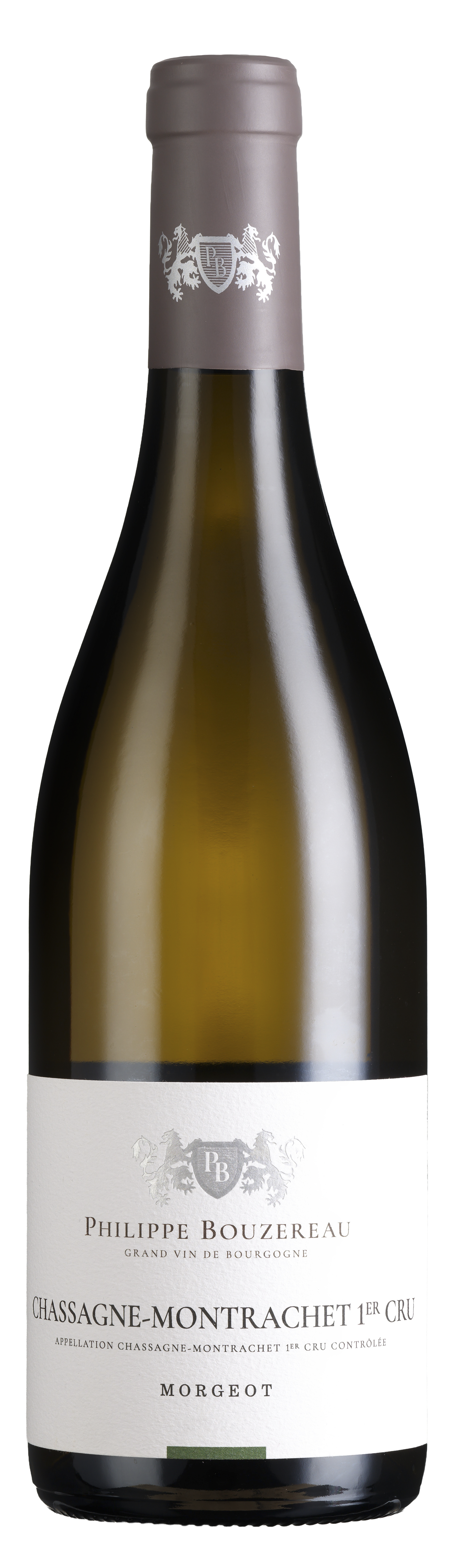 Bottle shot - Domaine Philippe Bouzereau, Chassagne-Montrachet Blanc 1er Cru 'Morgeot', Burgundy, France