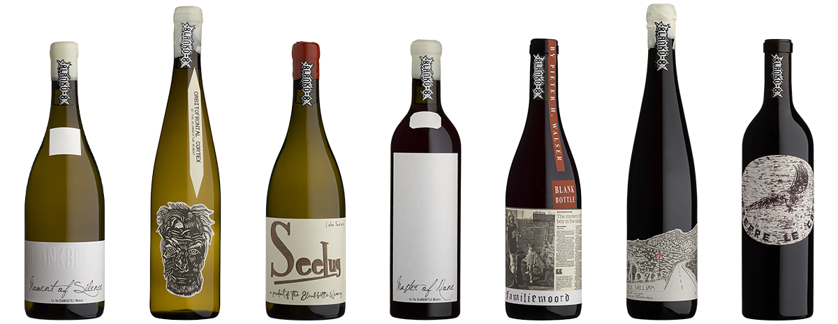 Blankbottle, lineup of bottles