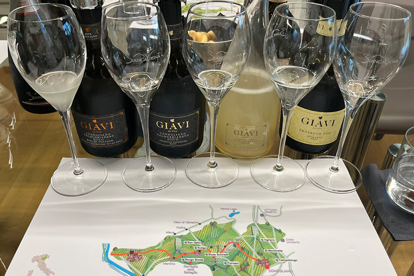 Tasting prosecco at Giavi
