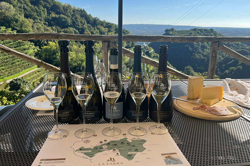 Tasting prosecco at La Farra